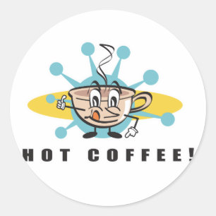 retro hot coffee design classic round sticker