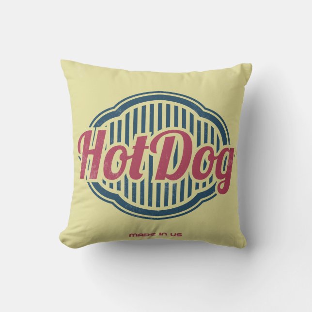 Retro Hot Dog Label Designer Accent Pillows (Front)