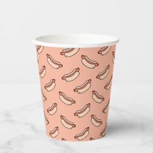 Retro Hot Dog Seamless Pattern Paper Cups