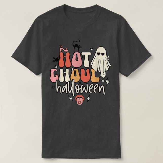 Retro Hot Ghoul Halloween Boo Ghost Spooky Season  T-Shirt (Design Front)