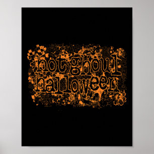 Retro Hot Ghoul Halloween Spooky Checkered Hallowe Poster