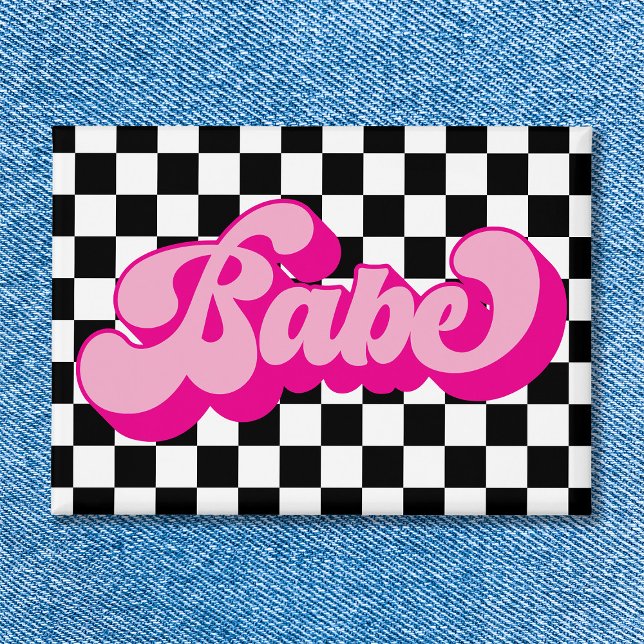Retro Hot Pink Babe Bachelorette Party (Retro Hot Pink Babe Bachelorette Party Button)