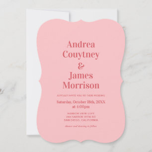 Retro Hot Pink Funky wedding  Invitation