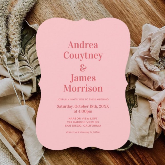 Retro Hot Pink Funky wedding  Invitation (Creator Uploaded)