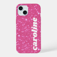 Retro Hot Pink Glitter Sparkle Personalised Name