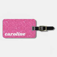 Retro Hot Pink Glitter Sparkle y2k Personalised