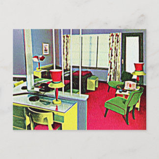 Retro Hotel Room Postcard