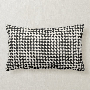 Retro Houndstooth Pattern Black and Cream Lumbar Cushion