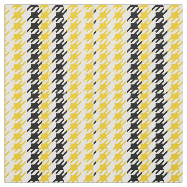 Retro Houndstooth Yellow Black Fabric (Swatch)
