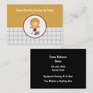 Retro House Cleaning Service Business Cards Large