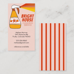 Retro House Cleaning Service Spray Bottle Colourfu Business Card