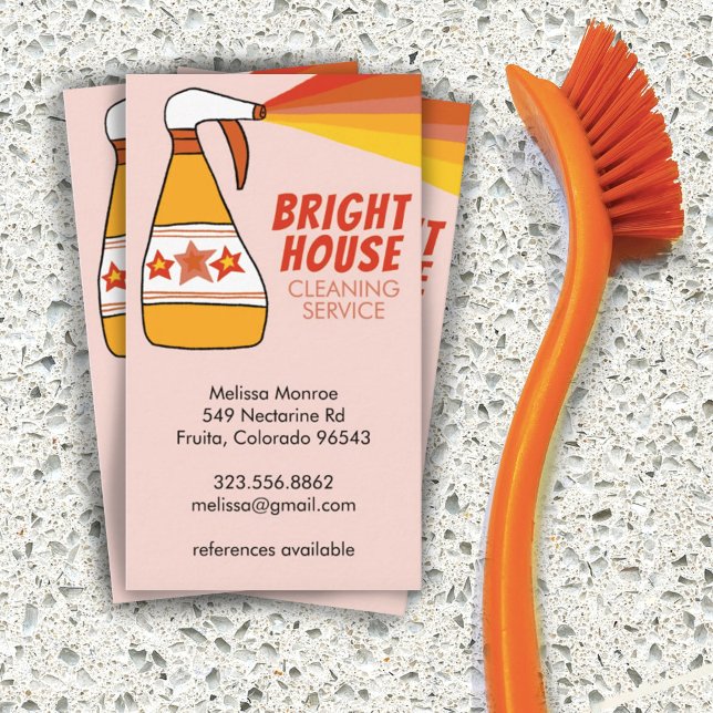 Retro House Cleaning Service Spray Bottle Colourfu Business Card (Creator Uploaded)