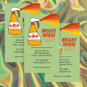 Retro House Cleaning Service Spray Bottle Colourfu Business Card
