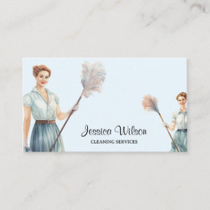 Retro House Cleaning Services Housekeeping  Business Card