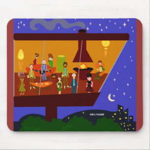 Retro House Party Fun Jet Set Art Design Mouse Pad