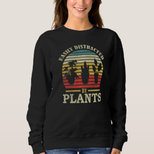 Retro House Plant Pots Easily Distracted By Plants Sweatshirt