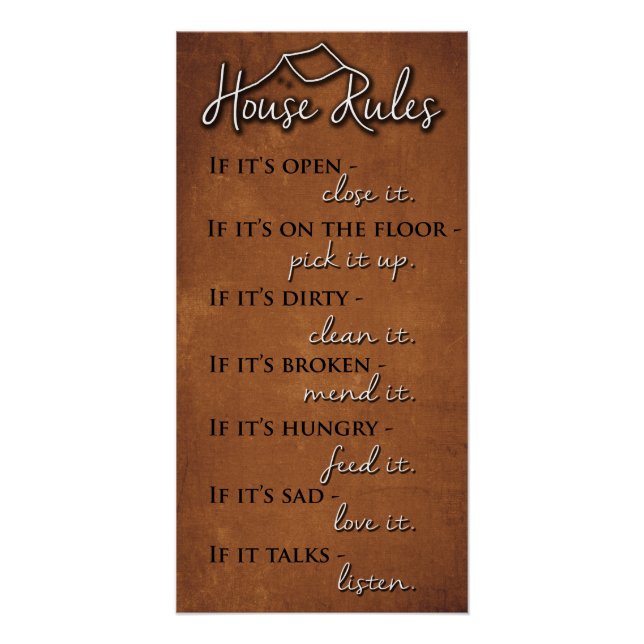 Retro House Rules of Kindness on Rusty Metal Poster (Front)