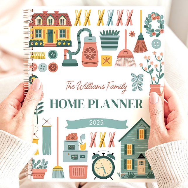 Retro Household Chores Custom Family Name Planner (Creator Uploaded)