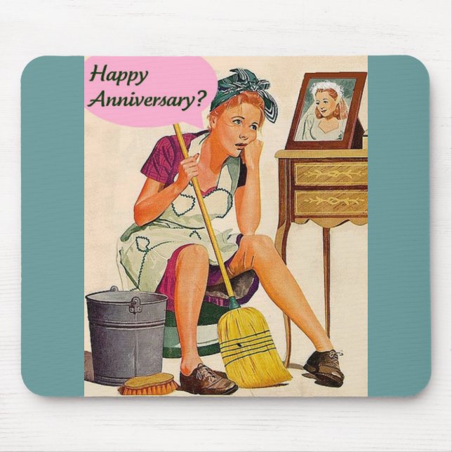 Retro Housewife Anniversary Mouse Pad (Front)
