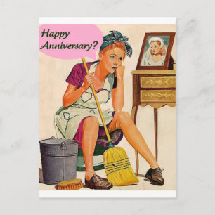 Retro Housewife Anniversary Postcard