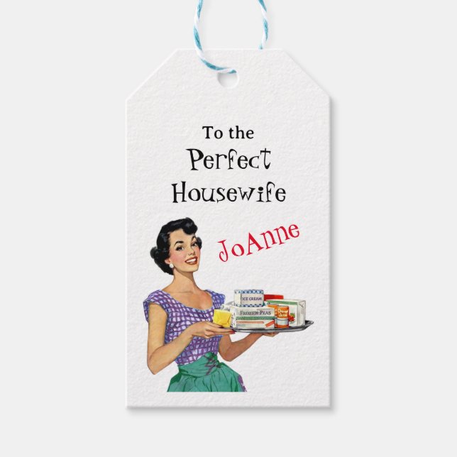 Retro Housewife Bridal Shower Gift Tag (Front)