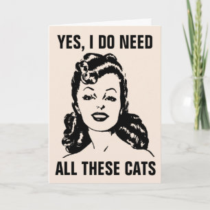 RETRO HOUSEWIFE CAT CATS GREETING Cards