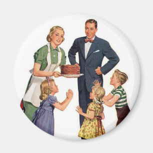 Retro Housewife & Family Magnet