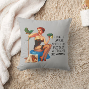 Retro Housewife Humor Pin-up girl Cushion