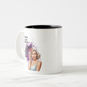 Retro Housewife Humour  Blonde Pin-up Girl Two-Tone Coffee Mug