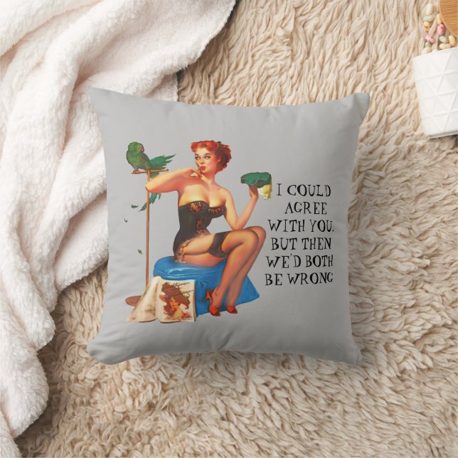 Retro Housewife Humour Cute Pin-up girl art Cushion (Blanket)