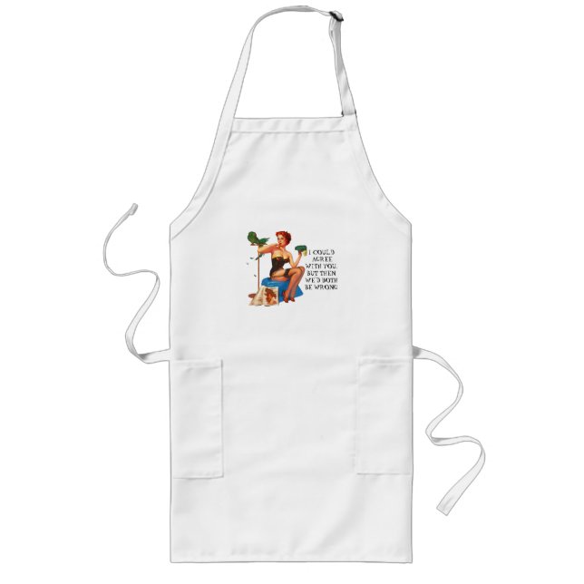 Retro Housewife Humour Pin-up girl Long Apron (Front)