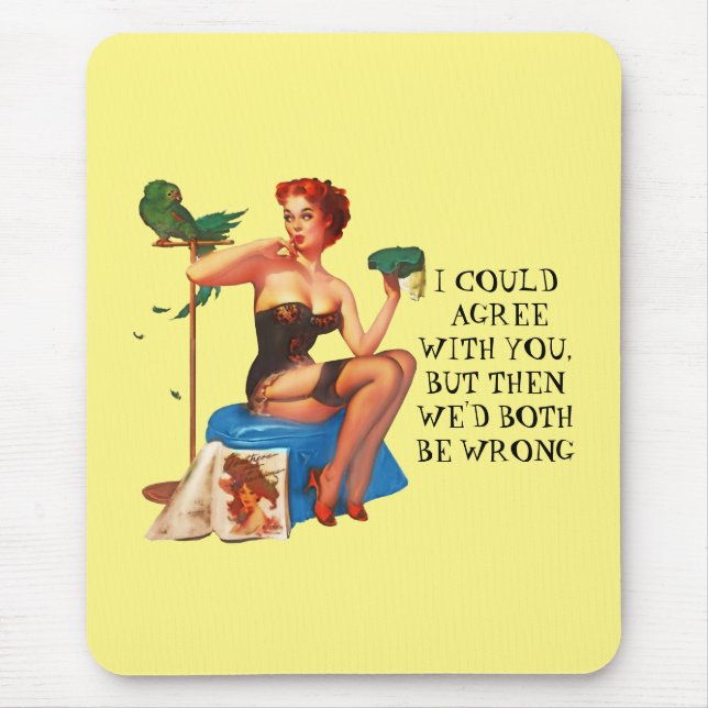 Retro Housewife Humour Pin-up girl Mouse Pad (Front)