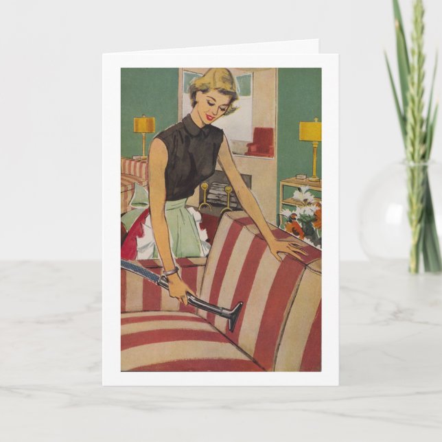 Retro Housewife - Never Ending Vacuuming, Card (Front)