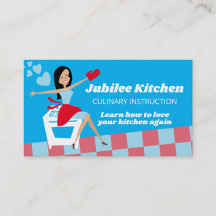Retro housewife oven cooking class personal chef business card