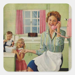 Retro Housewife Square Sticker