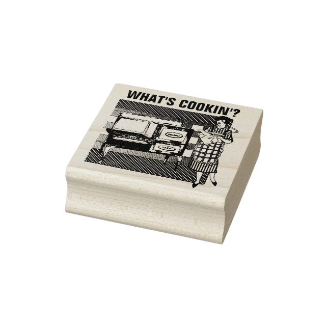 RETRO HOUSEWIFE "WHAT'S COOKING?" RUBBER STAMP (Stamp)