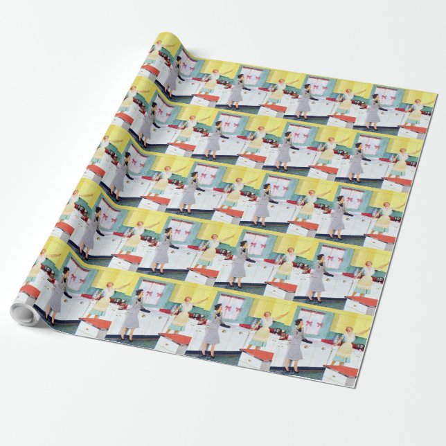 Retro Housewives Wrapping Paper (Unrolled)