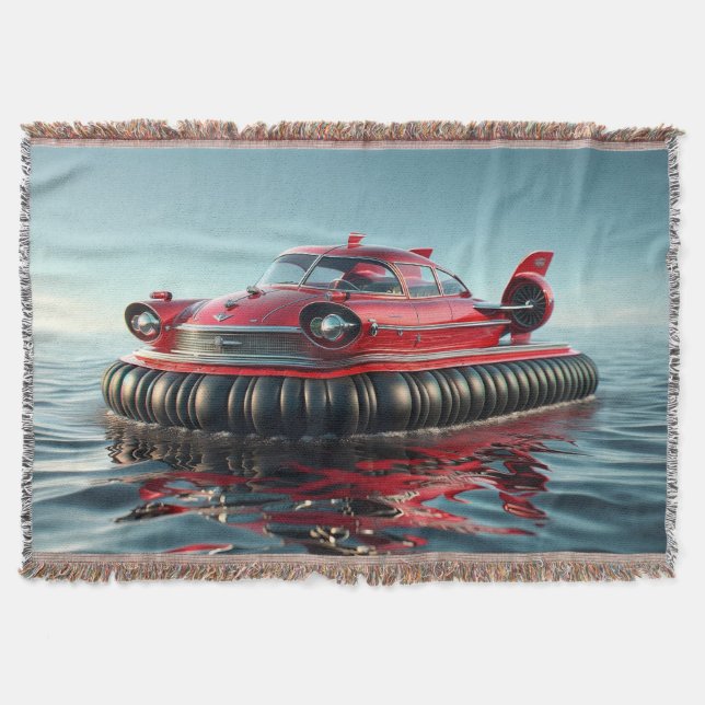 Retro Hovercraft Car Throw Blanket (Front)