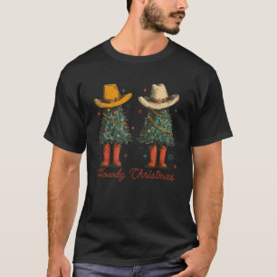 Retro Howdy Christmas Cowboy Christmas Tree Wester T-Shirt