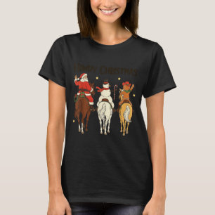 Retro Howdy Christmas Santa Snowman Gingerbread Ri T-Shirt