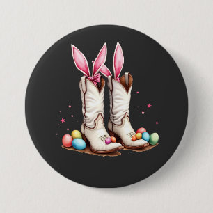 Retro Howdy Easter Funny Cowboy Boots Easter Egg 7.5 Cm Round Badge