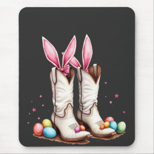 Retro Howdy Easter Funny Cowboy Boots Easter Egg Mouse Pad