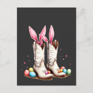 Retro Howdy Easter Funny Cowboy Boots Easter Egg Postcard