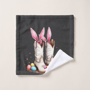 Retro Howdy Easter Funny Cowboy Boots Easter Egg Wash Cloth