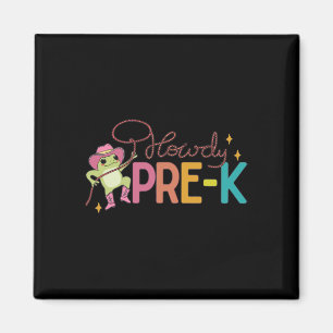 Retro Howdy Pre-k Funny Frog Preschool Teacher Wes Magnet