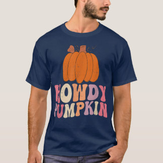 Retro Howdy Pumpkin Fall Autumn Western Halloween  T-Shirt