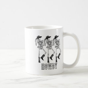 Retro Howdy Skeleton Cowgirl Dancing Cowboy Boots Coffee Mug