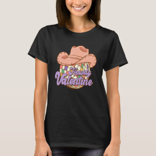 Retro Howdy Valentine Heart Disco Groovy Western C T-Shirt