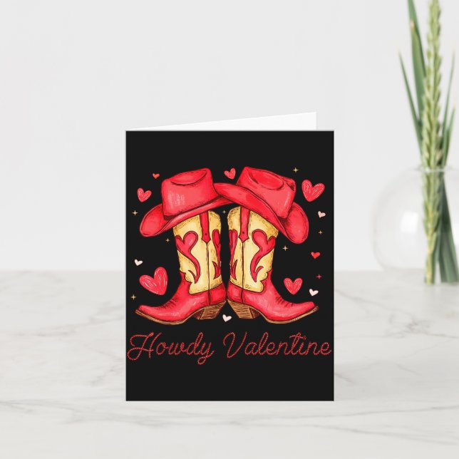 Retro Howdy Valentine Western Valentines Day Cowbo Card (Front)