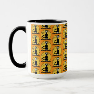 Retro Howling Halloween Cat Orange Coffee Mug